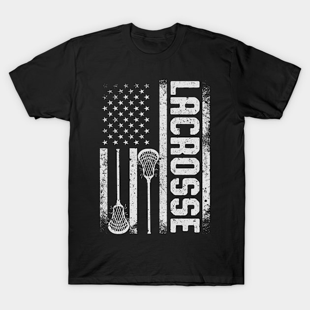 Vintage America Flag Lacrosse T-Shirt by Hensen V parkes